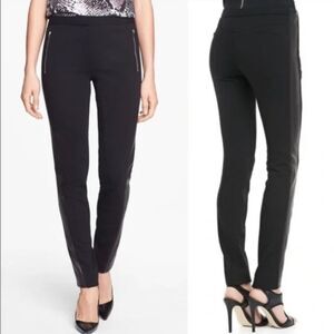 DVF Leather Side Stripe Ponte Zipper pants black Furstenberg 4